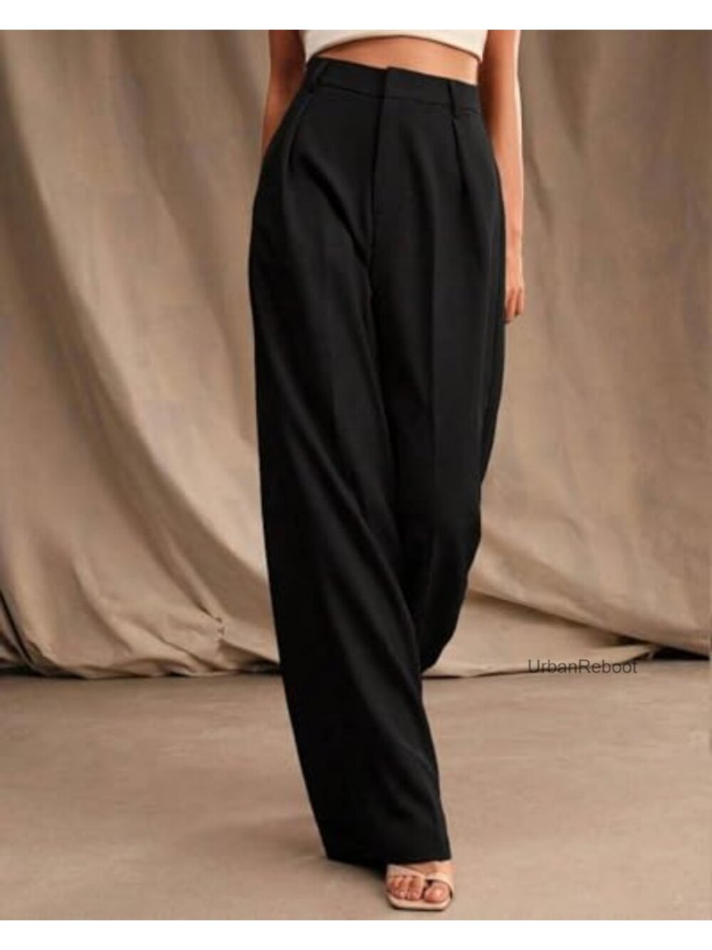 Wide Leg Palazzo Pants High Waist Business Casual Work Trousers with Pockets - Picture 3 of 6